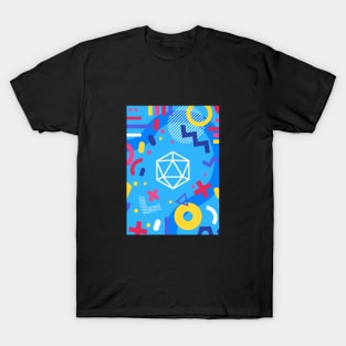 Polyhedral Dice Set Memphis Design Sky Blue Tabletop RPG T-Shirt